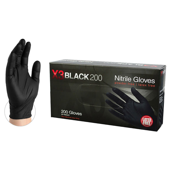 X3 Black 200 Nitrile PF Ind Gloves