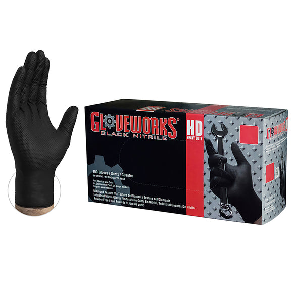 Gloveworks Black Nitrile HD PF Ind Gloves