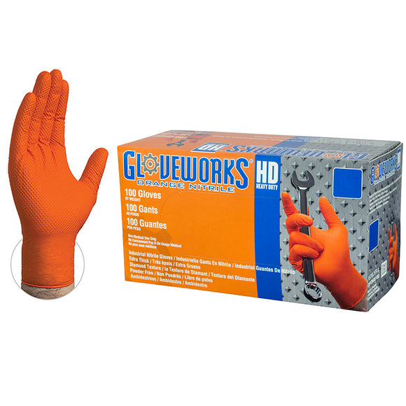 Gloveworks HD Orange Nitrile PF Ind Gloves