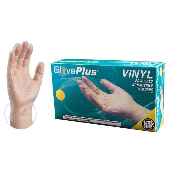 GlovePlus Clear Vinyl Powdered Industrial Gloves