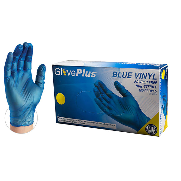 GlovePlus Blue Vinyl PF Ind Gloves